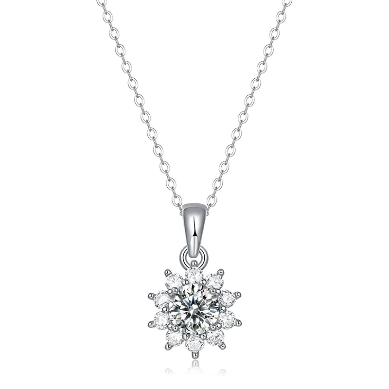 Dây Chuyền Bạc Nữ đính Kim Cương Moissanite Hình Bông Hoa Mai LILI 053724 1