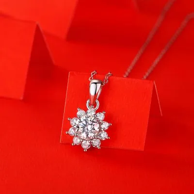 Dây Chuyền Bạc Nữ đính Kim Cương Moissanite Hình Bông Hoa Mai LILI 053724 2