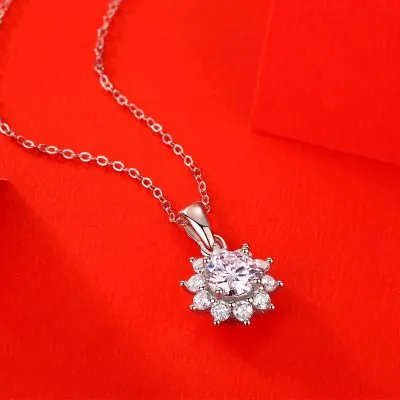 Dây Chuyền Bạc Nữ đính Kim Cương Moissanite Hình Bông Hoa Mai LILI 053724 3