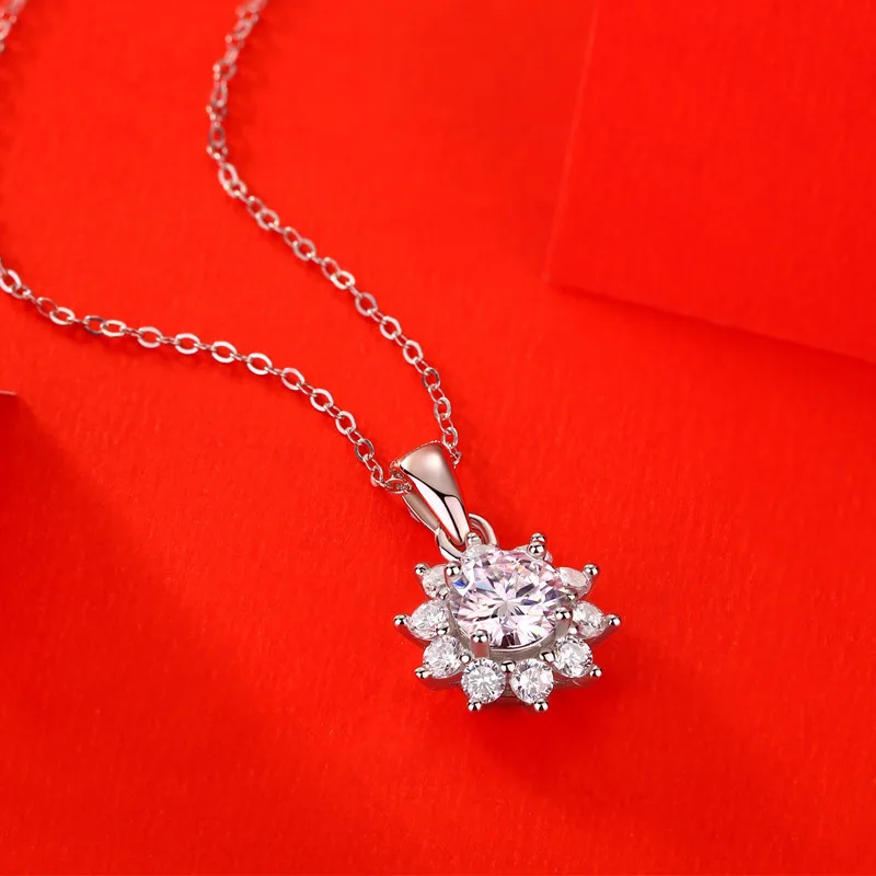 Dây Chuyền Bạc Nữ đính Kim Cương Moissanite Hình Bông Hoa Mai LILI 053724 3