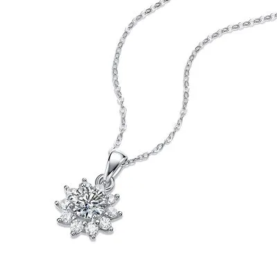 Dây Chuyền Bạc Nữ đính Kim Cương Moissanite Hình Bông Hoa Mai LILI 053724 5