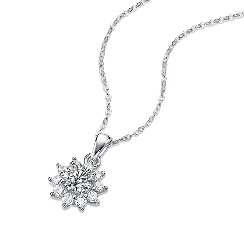 Dây Chuyền Bạc Nữ đính Kim Cương Moissanite Hình Bông Hoa Mai LILI 053724 5