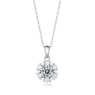 Dây Chuyền Bạc Nữ đính Kim Cương Moissanite Hình Bông Hoa Tuyết Snow LILI 053732 1