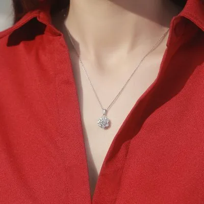 Dây Chuyền Bạc Nữ đính Kim Cương Moissanite Hình Bông Hoa Tuyết Snow LILI 053732 5