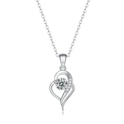 Dây Chuyền Bạc Nữ đính Kim Cương Moissanite Trái Tim Cách điệu LILI 053901 1