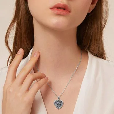 Dây Chuyền Bạc Nữ Hình Trái Tim Hoa Hướng Dương Hypatia LILI 054077 4