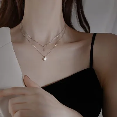 Dây Chuyền Bạc Nữ Mạ Vàng 2 Tầng đính đá CZ Tròn Sunday LILI 531821 1