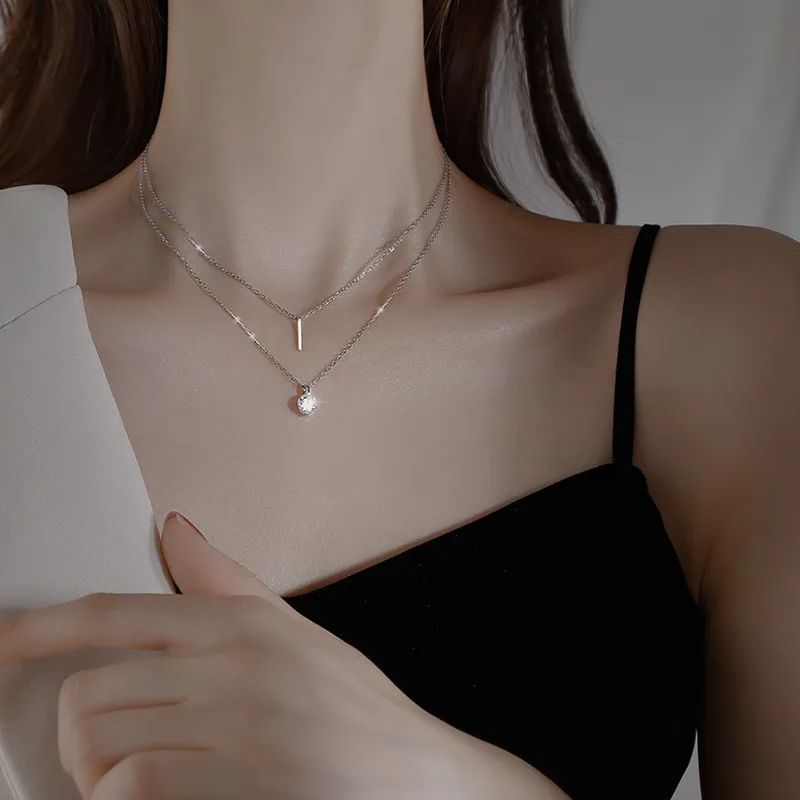 Dây Chuyền Bạc Nữ Mạ Vàng 2 Tầng đính đá CZ Tròn Sunday LILI 531821 1