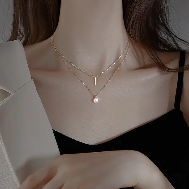 Dây Chuyền Bạc Nữ Mạ Vàng 2 Tầng đính đá CZ Tròn Sunday LILI 531821 3