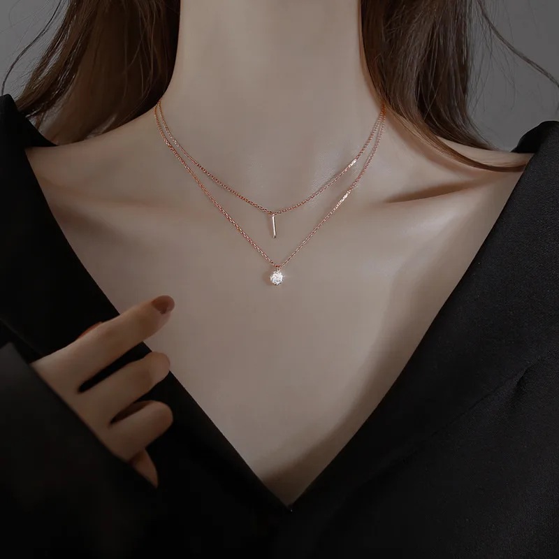 Dây Chuyền Bạc Nữ Mạ Vàng 2 Tầng đính đá CZ Tròn Sunday LILI 531821 4