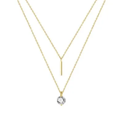 Dây Chuyền Bạc Nữ Mạ Vàng 2 Tầng đính đá CZ Tròn Sunday LILI 531821 5