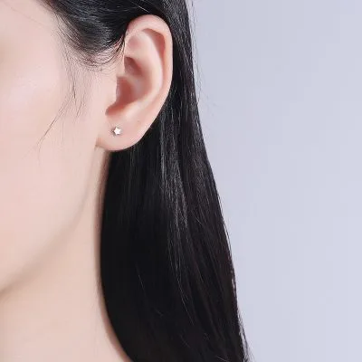 Khuyên Tai Bạc Nữ Cỡ Nhỏ Mini Hình Ngôi Sao Trái Tim LILI 054244 4