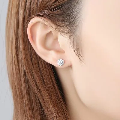 Khuyên Tai Bạc Nữ đính đá CZ Hình Bông Hoa Tuyết Calliope LILI 212263 4