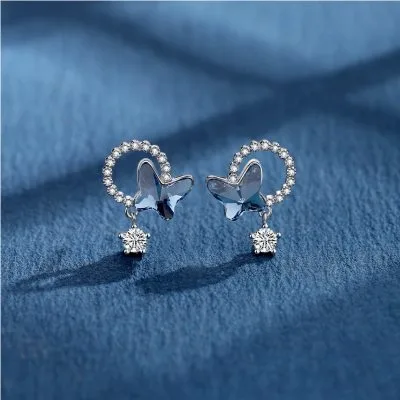 Khuyên Tai Bạc Nữ đính đá CZ Hình Hồ điệp Charmaine LILI 328553 3