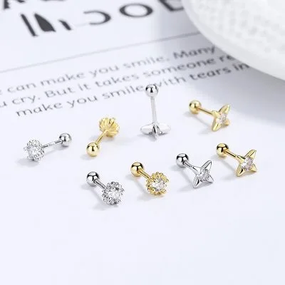 Khuyên Tai Bạc Nữ đính đá CZ Hình Mặt Trời Ngôi Sao LILI 054232 1