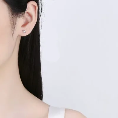 Khuyên Tai Bạc Nữ đính đá CZ Hình Mặt Trời Ngôi Sao LILI 054232 2