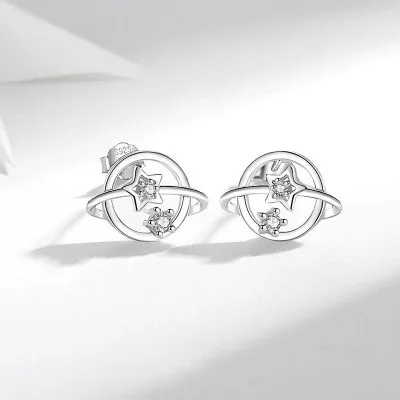 Khuyên Tai Bạc Nữ đính đá CZ Hình Tiểu Hành Tinh Jupiter LILI 321883 1