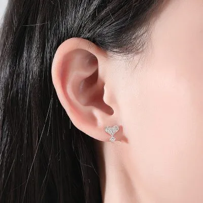 Khuyên Tai Bạc Nữ đính đá CZ Hình Trái Tim Cách điệu Aurelia LILI 496459 4