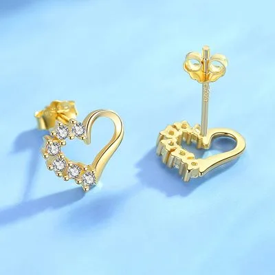 Khuyên Tai Bạc Nữ đính đá CZ Hình Trái Tim Cách điệu Drusilla LILI 885388 3