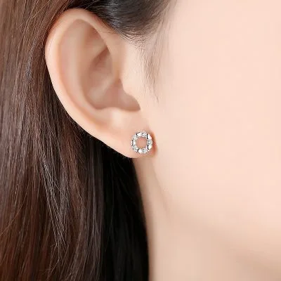 Khuyên Tai Bạc Nữ đính đá CZ Tròn Hình Trái Tim Fidelma LILI 753728 4