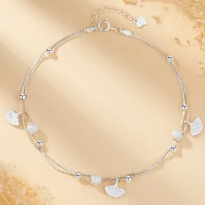 Lắc Chân Bạc Nữ 2 Tầng đính Bi Cát Tròn Hương Gió Annabella LILI 375138 3