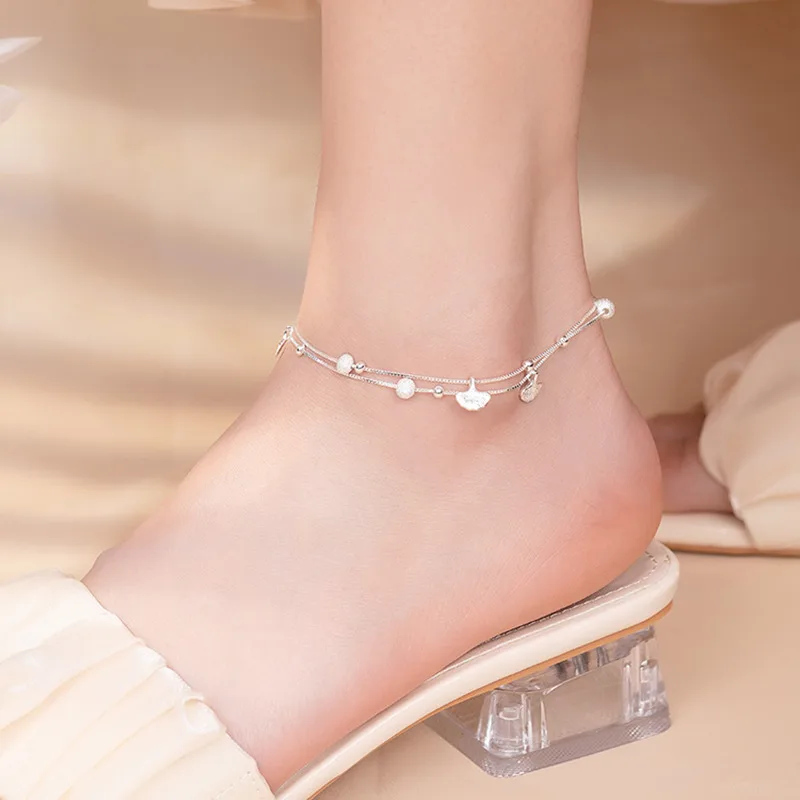 Lắc Chân Bạc Nữ 2 Tầng đính Bi Cát Tròn Hương Gió Annabella LILI 375138 4