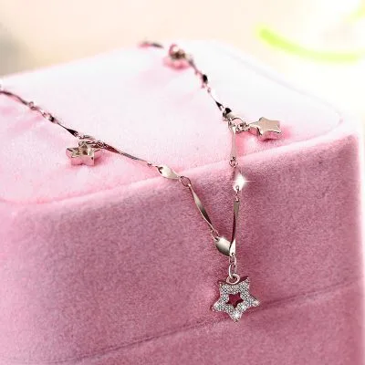 Lắc Chân Bạc Nữ Thời Trang đính đá CZ Hình Trăng Sao Stella LILI 053337 4