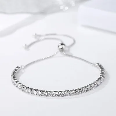 Lắc Tay Bạc Nữ Chuỗi đá CZ Dạng Dây Rút Thắt Nơ LILI 869163 30