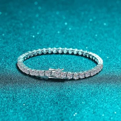 Lắc Tay Bạc Nữ Dạng Chuỗi Hạt Tròn đính Kim Cương Moissanite LILI 053879 1