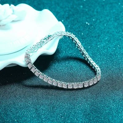 Lắc Tay Bạc Nữ Dạng Chuỗi Hạt Tròn đính Kim Cương Moissanite LILI 053879 2