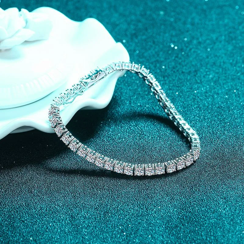 Lắc Tay Bạc Nữ Dạng Chuỗi Hạt Tròn đính Kim Cương Moissanite LILI 053879 2