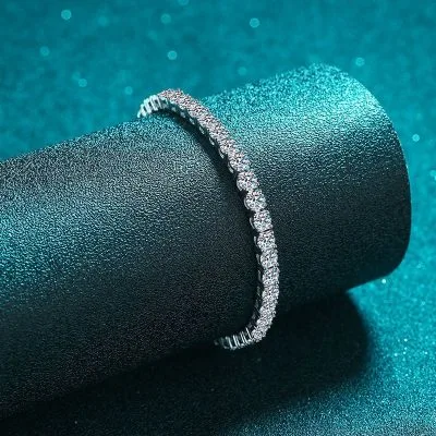 Lắc Tay Bạc Nữ Dạng Chuỗi Hạt Tròn đính Kim Cương Moissanite LILI 053879 3