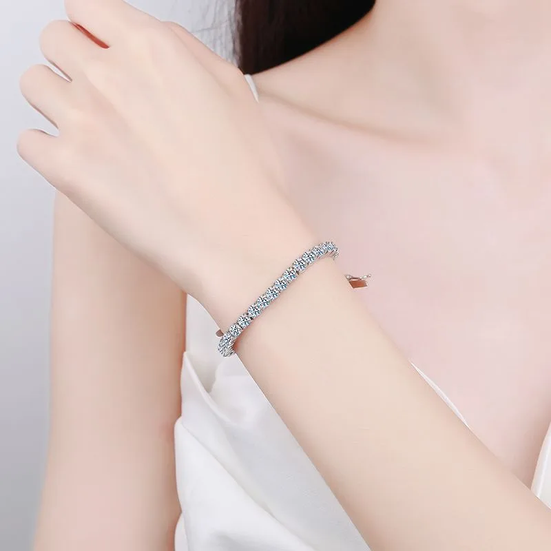 Lắc Tay Bạc Nữ Dạng Chuỗi Hạt Tròn đính Kim Cương Moissanite LILI 053879 4