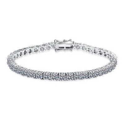 Lắc Tay Bạc Nữ Dạng Chuỗi Hạt Tròn đính Kim Cương Moissanite LILI 053879 5