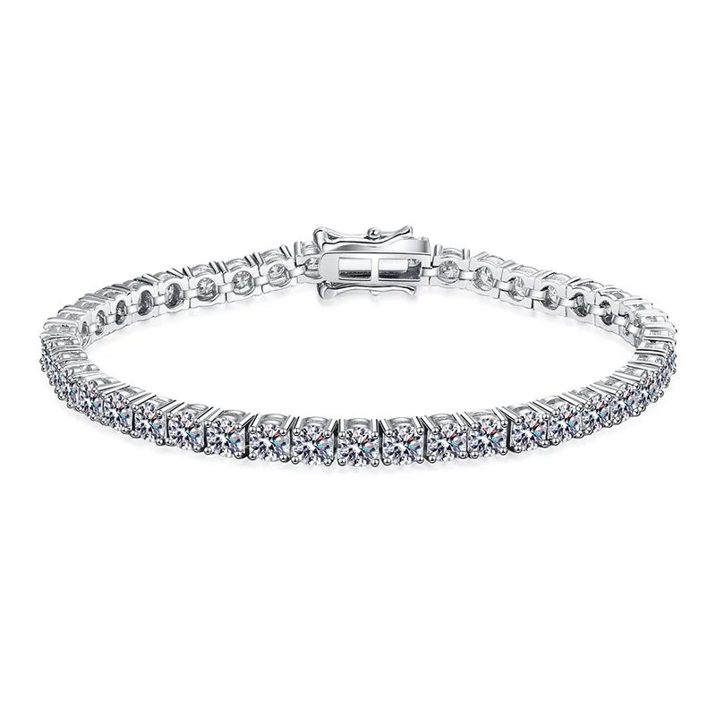 Lắc Tay Bạc Nữ Dạng Chuỗi Hạt Tròn đính Kim Cương Moissanite LILI 053879 5