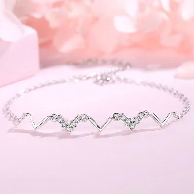 Lắc Tay Bạc Nữ đính đá CZ Hình Zig Zag Cách điệu Asher LILI 053195 1