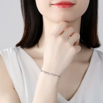 Lắc Tay Bạc Nữ đính đá CZ Hình Zig Zag Cách điệu Asher LILI 053195 4