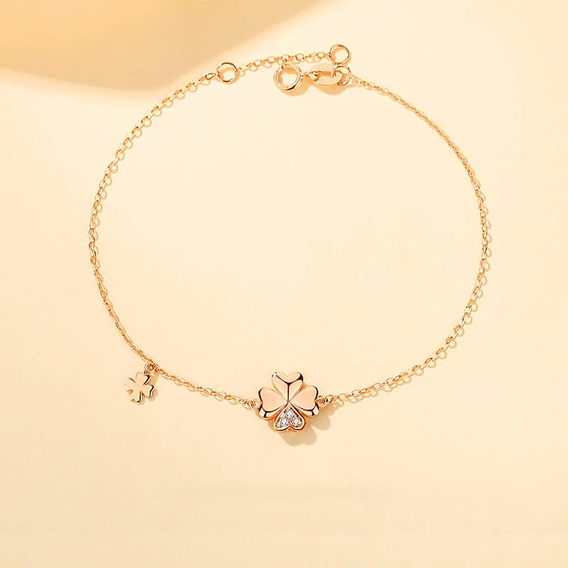 Lắc Tay Vàng 18k Nữ đính Kim Cương Tự Nhiên Hình Cỏ 4 Lá Keelin LILI 053328 2