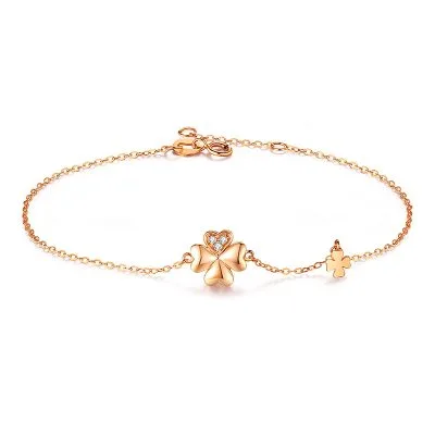 Lắc Tay Vàng 18k Nữ đính Kim Cương Tự Nhiên Hình Cỏ 4 Lá Keelin LILI 053328 3