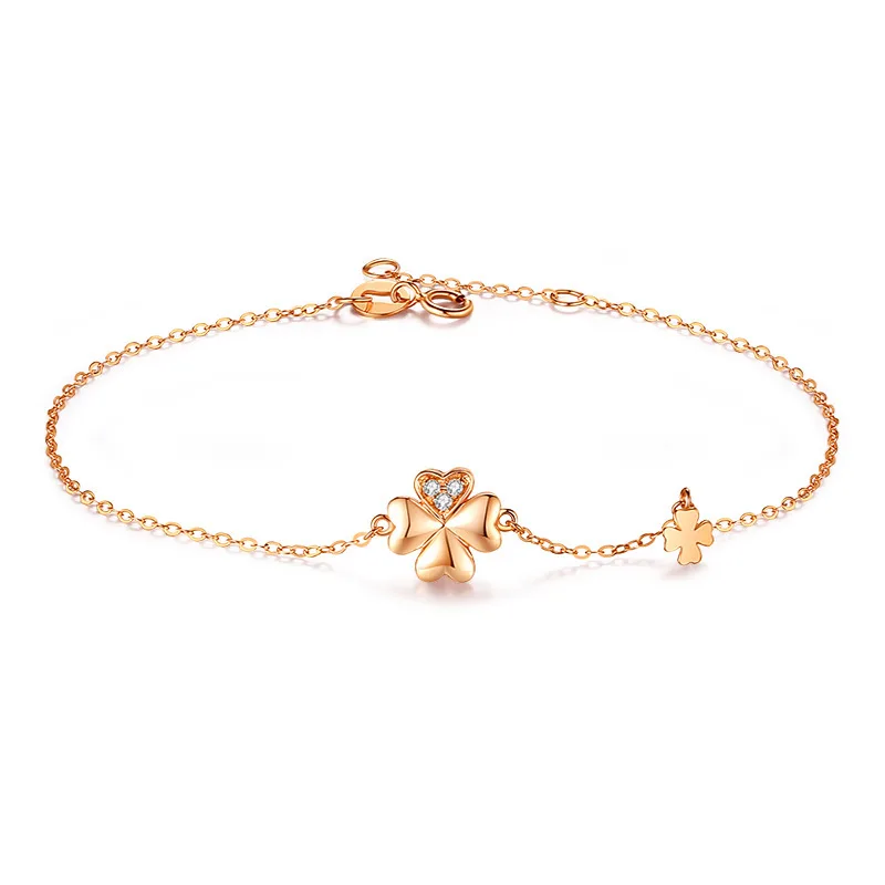 Lắc Tay Vàng 18k Nữ đính Kim Cương Tự Nhiên Hình Cỏ 4 Lá Keelin LILI 053328 3