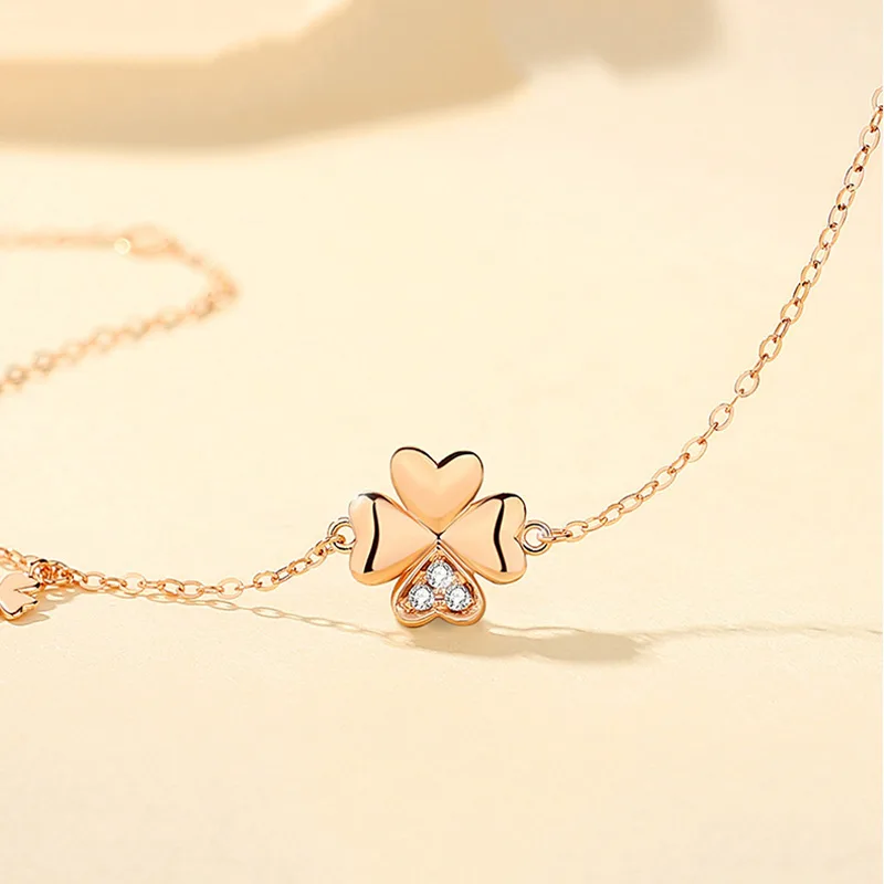 Lắc Tay Vàng 18k Nữ đính Kim Cương Tự Nhiên Hình Cỏ 4 Lá Keelin LILI 053328 4