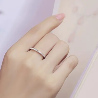 Nhẫn Bạc Nữ Dạng Mảnh đính Kim Cương Moissanite Cleopatra LILI 053396 4
