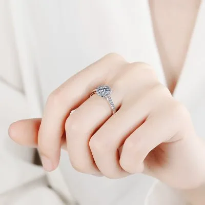 Nhẫn Bạc Nữ đính Kim Cương Moissanite Tròn LILI 053514 4