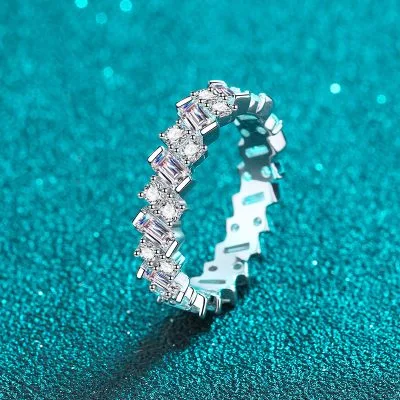 Nhẫn Bạc Nữ đính Kim Cương Moissanite Tròn Cách điệu Alethea LILI 053889 2
