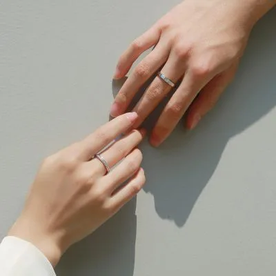 Nhẫn Cặp đôi Bạc đính Kim Cương Moissanite Bevis LILI 053655 2