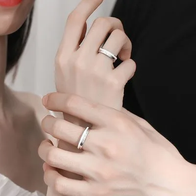 Nhẫn đôi Bạc Trơn Mạ Vàng Bạch Kim King And Queen LILI 144641 35