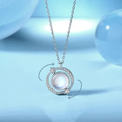 Vòng Cổ Bạc Nữ đính đá CZ Hình Quả địa Cầu Xoay Tròn Oralie LILI 053931 1