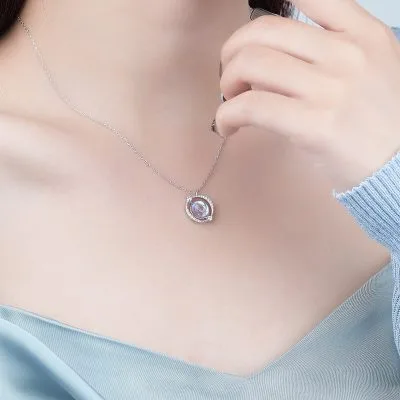 Vòng Cổ Bạc Nữ đính đá CZ Hình Quả địa Cầu Xoay Tròn Oralie LILI 053931 4