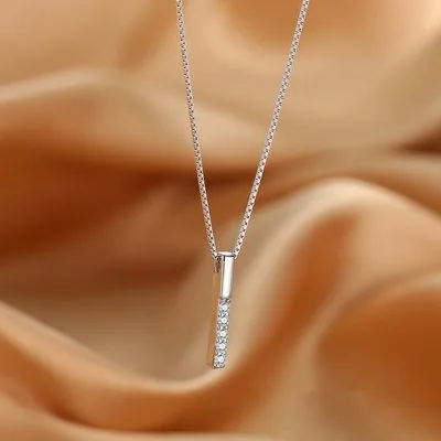 Vòng Cổ Bạc Nữ đính đá CZ Hình Thanh Thẳng Basic LILI 053967 1