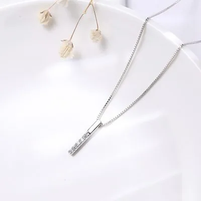 Vòng Cổ Bạc Nữ đính đá CZ Hình Thanh Thẳng Basic LILI 053967 4